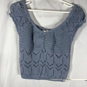 Aeropostale Top Light Blue Womens Crochet Lace Crop Tank Boho